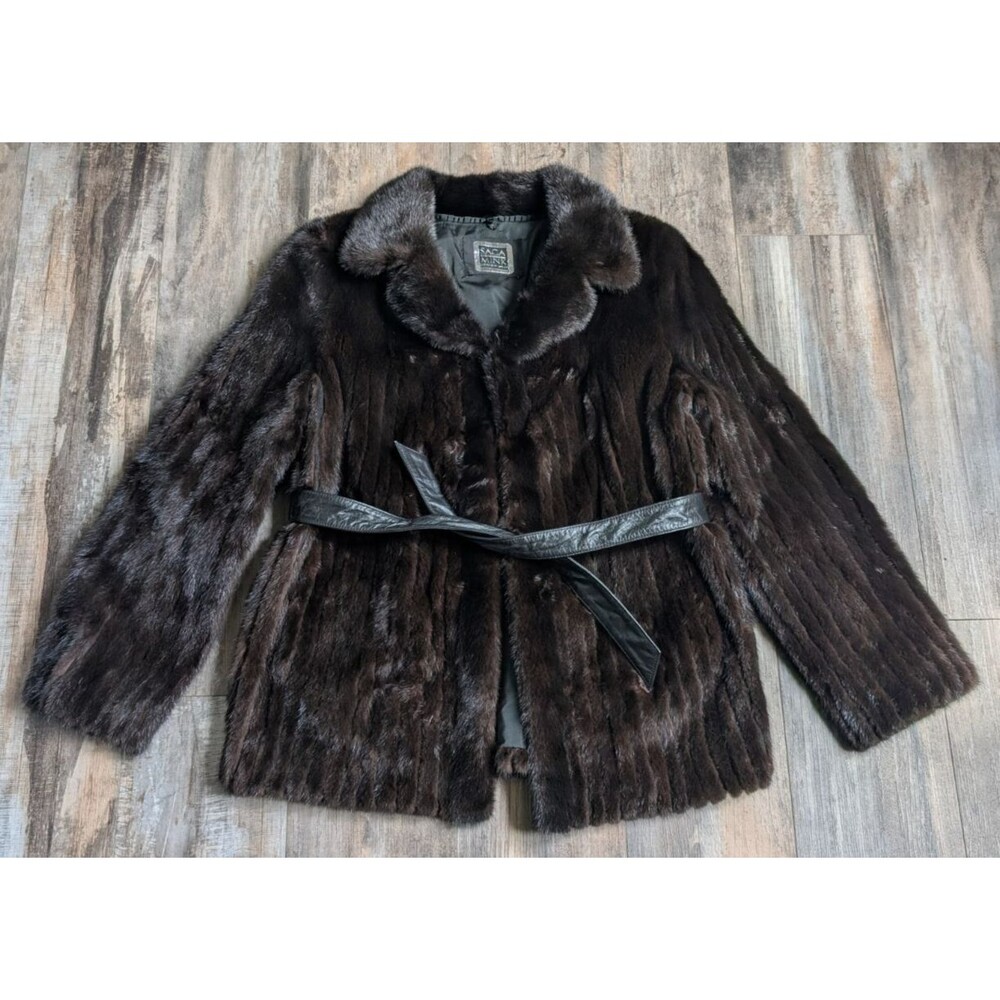 VTG Saga Mink Coat 1960s Vintage Great Condition Size Small Leather Belt